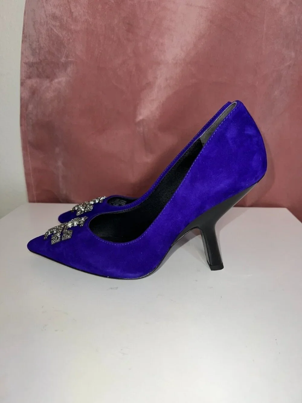 Tory Burch ELEANOR PAVÉ PUMP Shoes Heel Suede Deep Purple